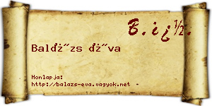 Balázs Éva névjegykártya